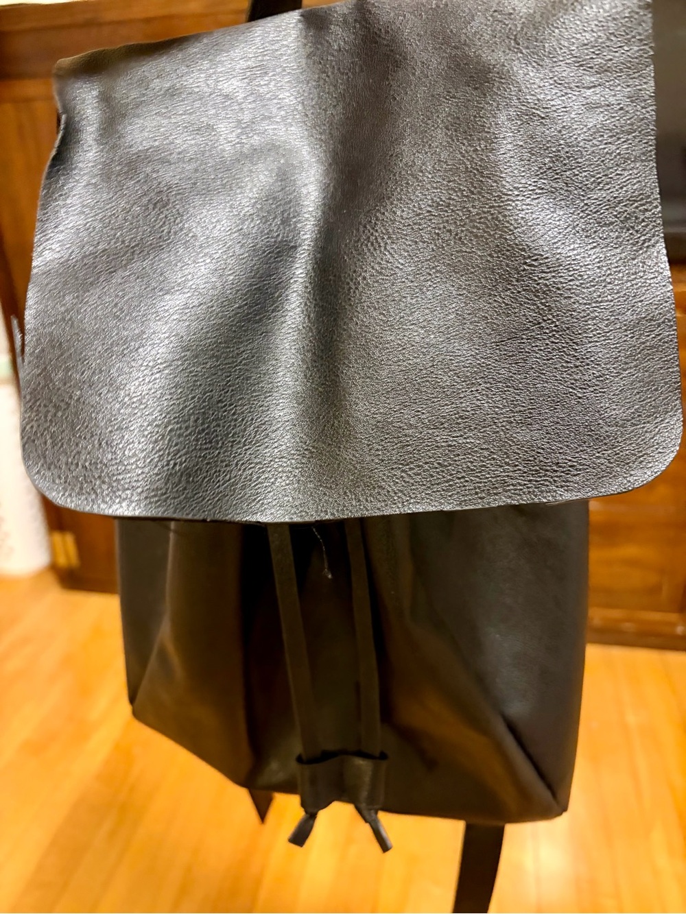 Source Unknown Black Faux Leather Backpack